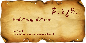 Prónay Áron névjegykártya