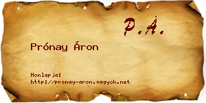 Prónay Áron névjegykártya